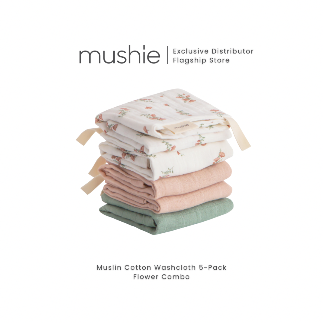 MUSHIE Muslin Cotton Washcloth 5-Pack