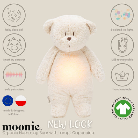 Moonie Organic Humming Bear Polar Baby Sleep Aid with Smart Cry Detector