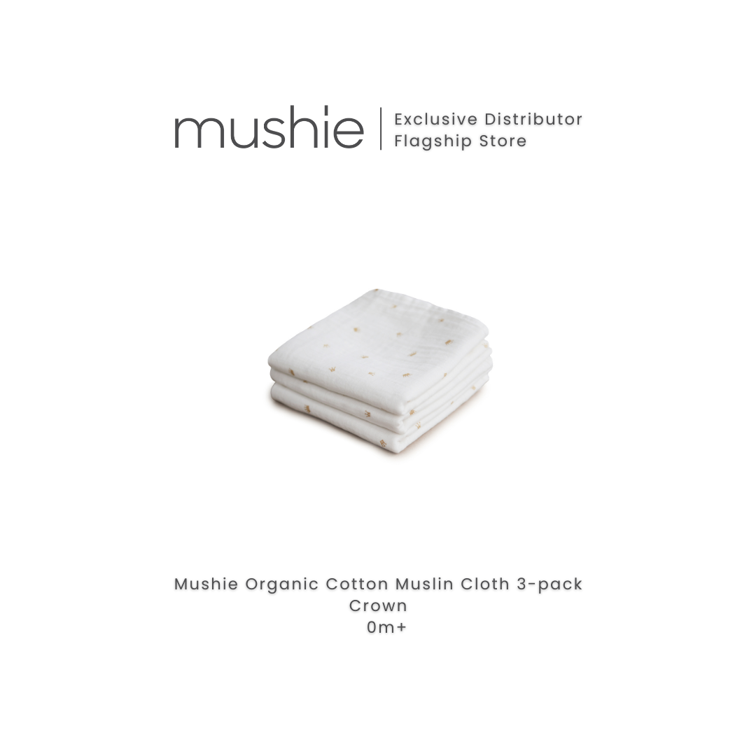 MUSHIE Organic Cotton Muslin Cloths 3-Pack