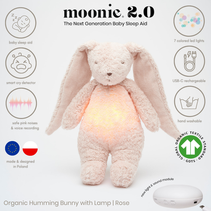 Bunny Moonie 2.0 Organic Humming Baby Sleep Aid Stuffed Toy with Smart Cry Detector (Copy)