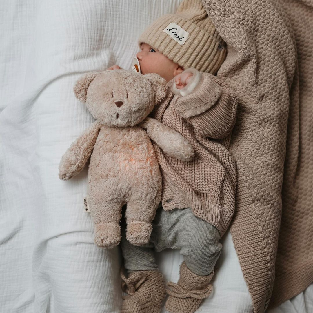 Bear  Moonie 2.0 Organic Humming Baby Sleep Aid Stuffed Toy with Smart Cry Detector