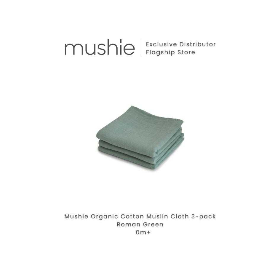 MUSHIE Organic Cotton Muslin Cloths 3-Pack