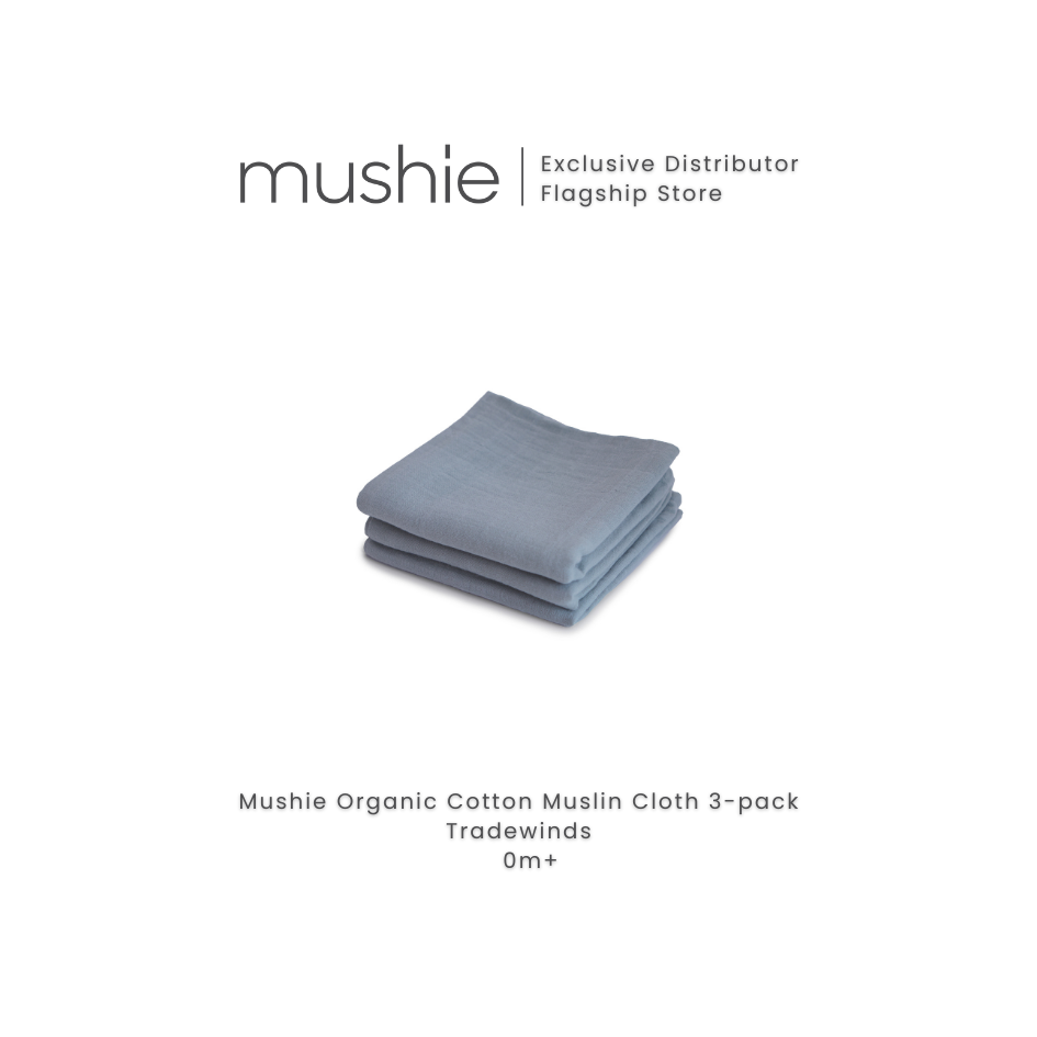 MUSHIE Organic Cotton Muslin Cloths 3-Pack