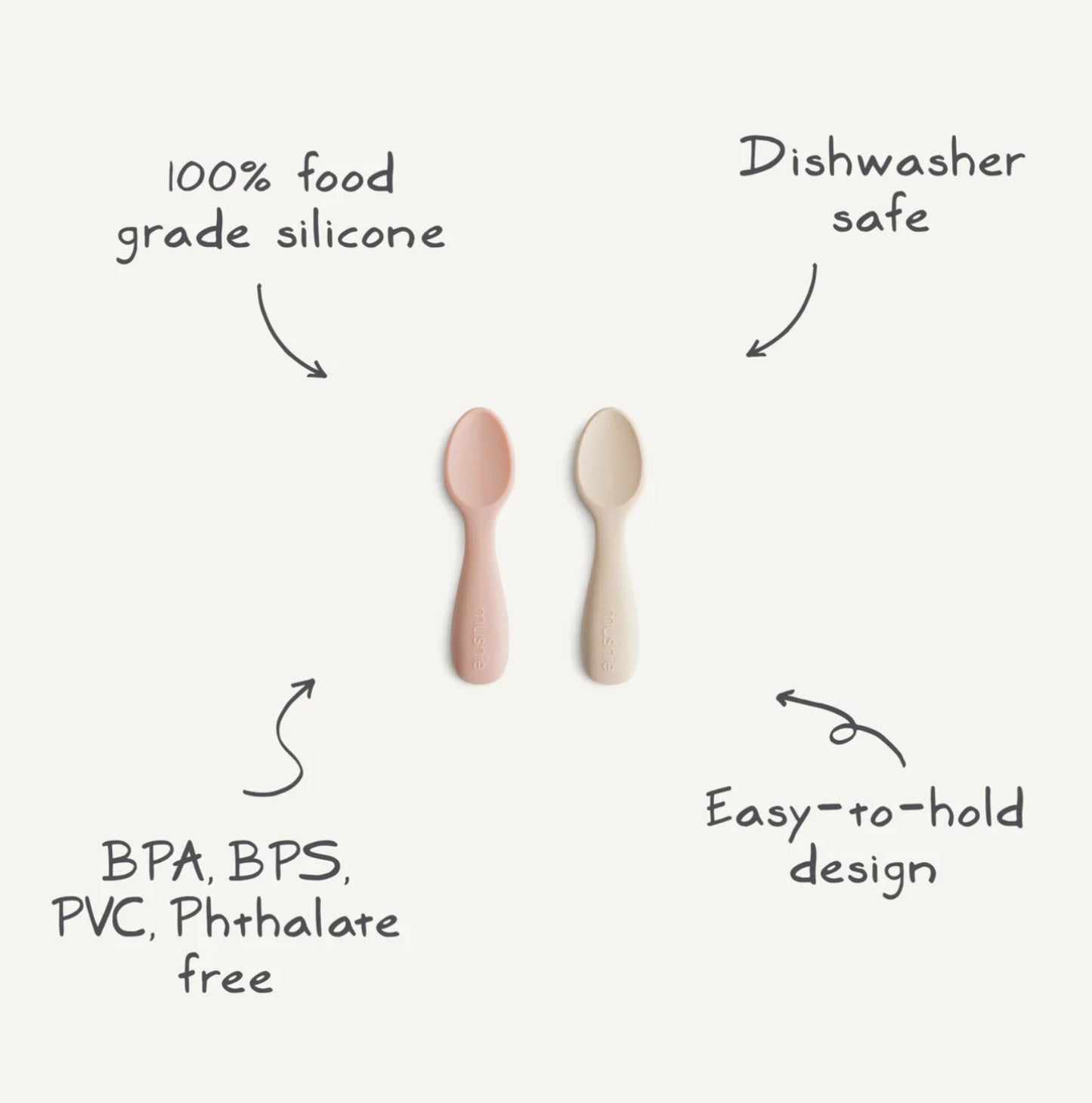 MUSHIE Silicone Feeding Spoons 2-Pack