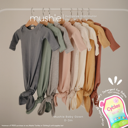 MUSHIE Clothing Ribbed Knotted Baby Gown