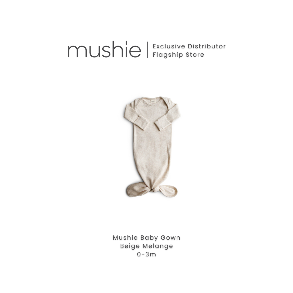 MUSHIE Clothing Ribbed Knotted Baby Gown
