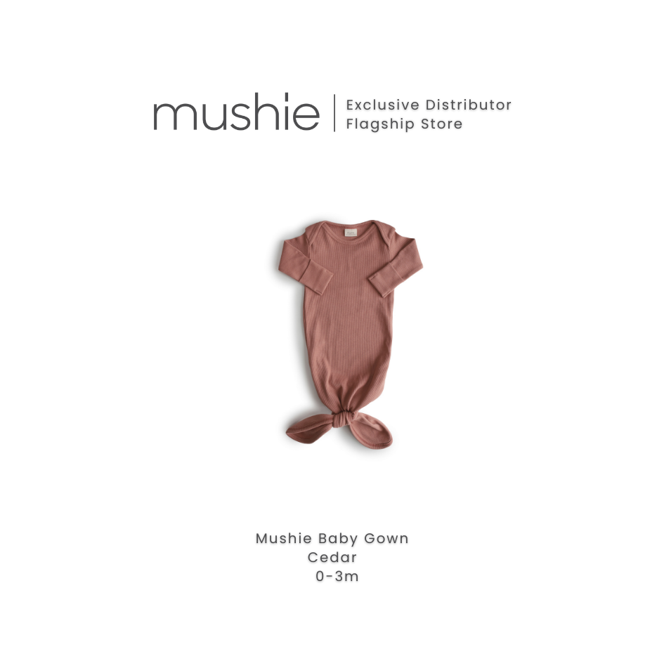 MUSHIE Clothing Ribbed Knotted Baby Gown
