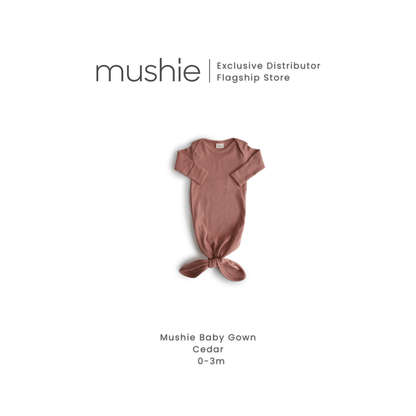 MUSHIE Clothing Ribbed Knotted Baby Gown