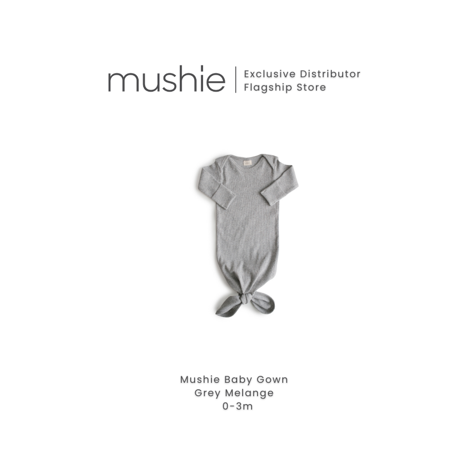 MUSHIE Clothing Ribbed Knotted Baby Gown