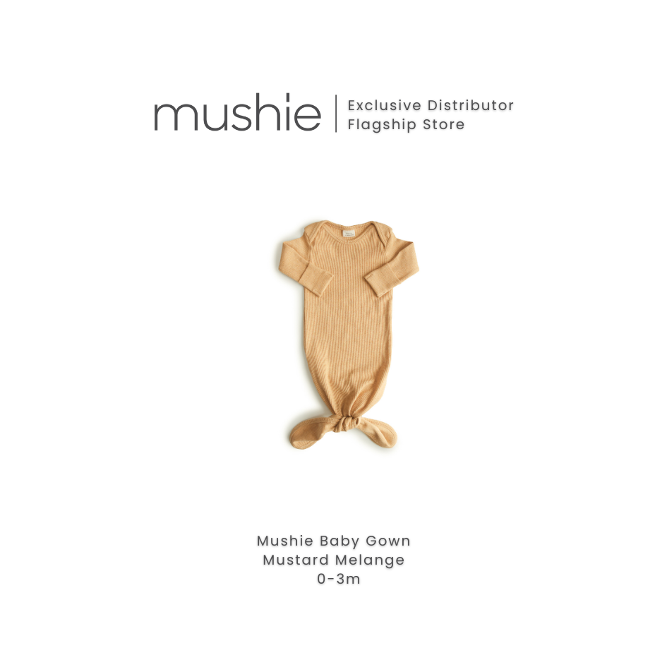 MUSHIE Clothing Ribbed Knotted Baby Gown