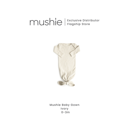 MUSHIE Clothing Ribbed Knotted Baby Gown