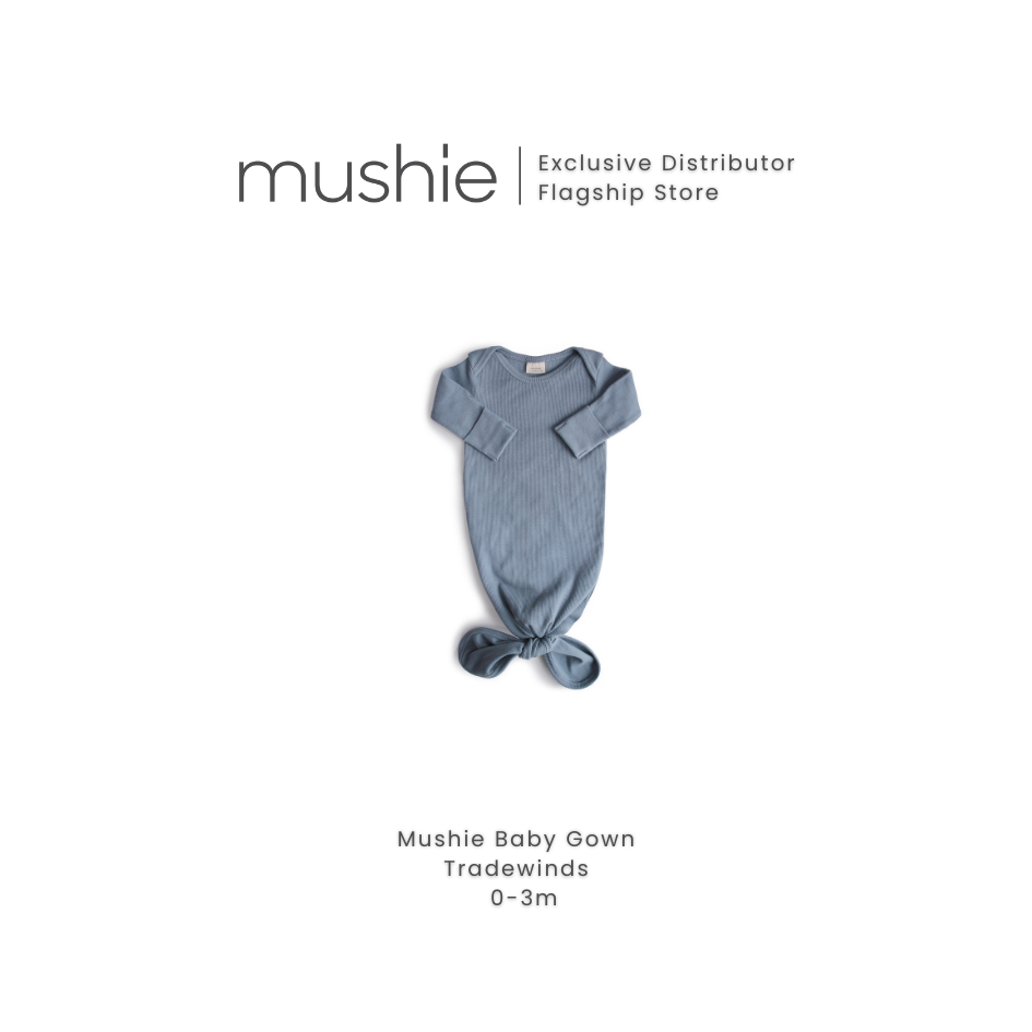 MUSHIE Clothing Ribbed Knotted Baby Gown