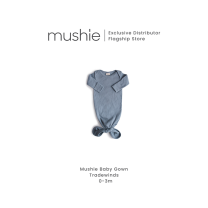 MUSHIE Clothing Ribbed Knotted Baby Gown