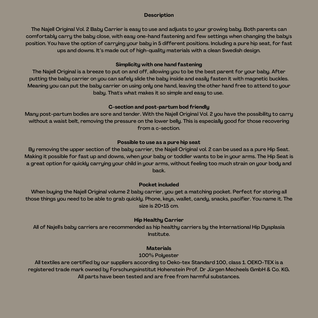 Najell Original Volume 2 Baby Carrier