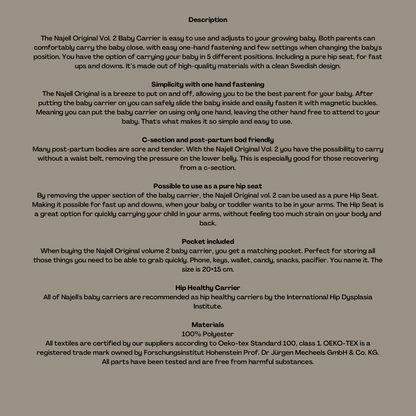 Najell Original Volume 2 Baby Carrier