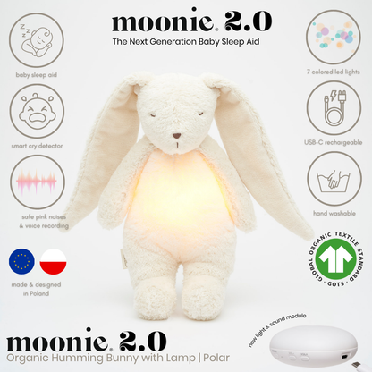 Bunny Moonie 2.0 Organic Humming Baby Sleep Aid Stuffed Toy with Smart Cry Detector (Copy)