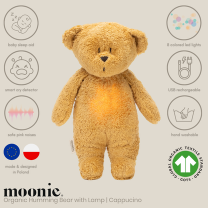 Moonie Organic Humming Bear Honey Baby Sleep Aid with Smart Cry Detector
