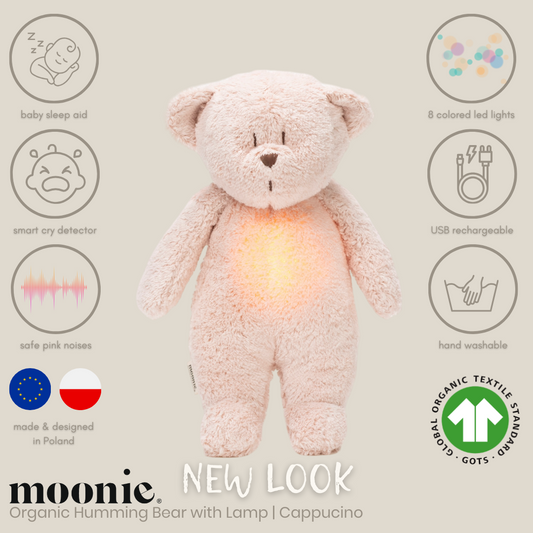 Moonie Organic Humming Bear Rose Baby Sleep Aid with Smart Cry Detector