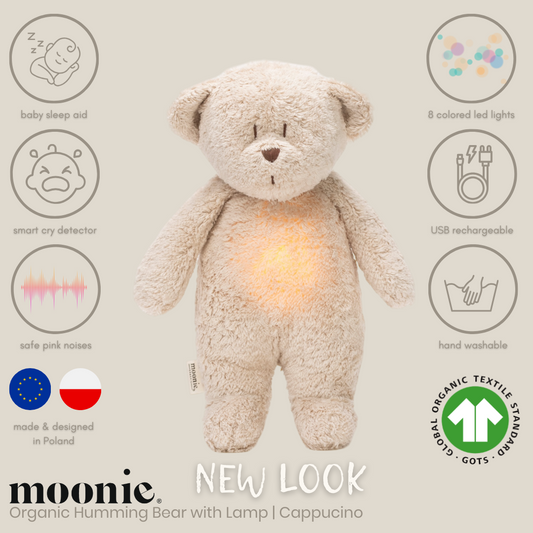 Moonie Organic Humming Bear Sand Baby Sleep Aid with Smart Cry Detector