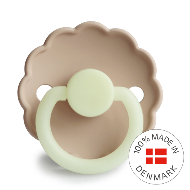 FRIGG Night Glow-in-the-Dark Silicone or Natural Rubber Baby Pacifier (Single Pack)