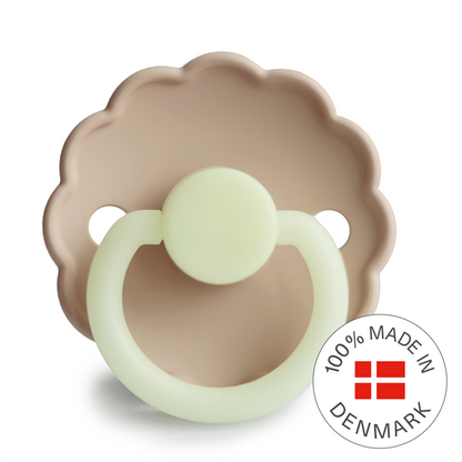FRIGG Night Glow-in-the-Dark Silicone or Natural Rubber Baby Pacifier (Single Pack)