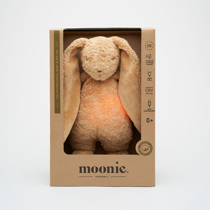 Moonie | Organic Humming Bunny Cappuccino | Baby Sleep Aid with Smart Cry Detector
