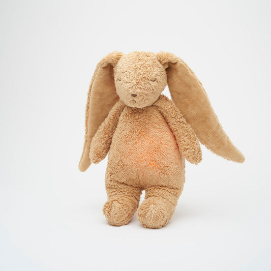 Moonie | Organic Humming Bunny Cappuccino | Baby Sleep Aid with Smart Cry Detector