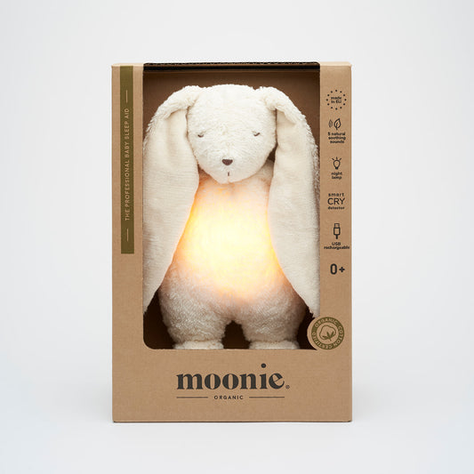 Moonie | Organic Humming Bunny Polar | Baby Sleep Aid with Smart Cry Detector