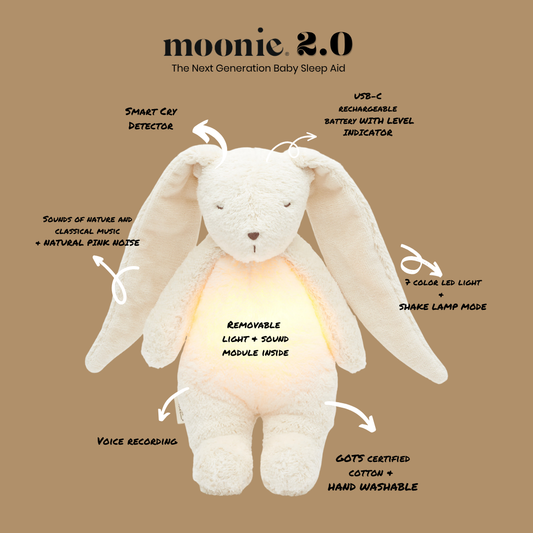 Bunny Moonie 2.0 Organic Humming Baby Sleep Aid Stuffed Toy with Smart Cry Detector (Copy)