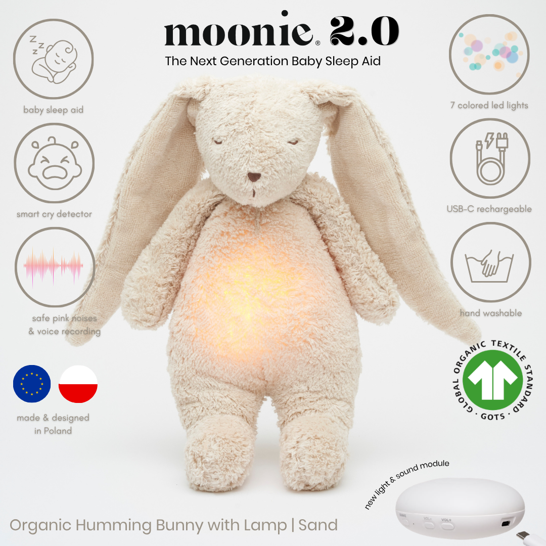 Bunny Moonie 2.0 Organic Humming Baby Sleep Aid Stuffed Toy with Smart Cry Detector (Copy)