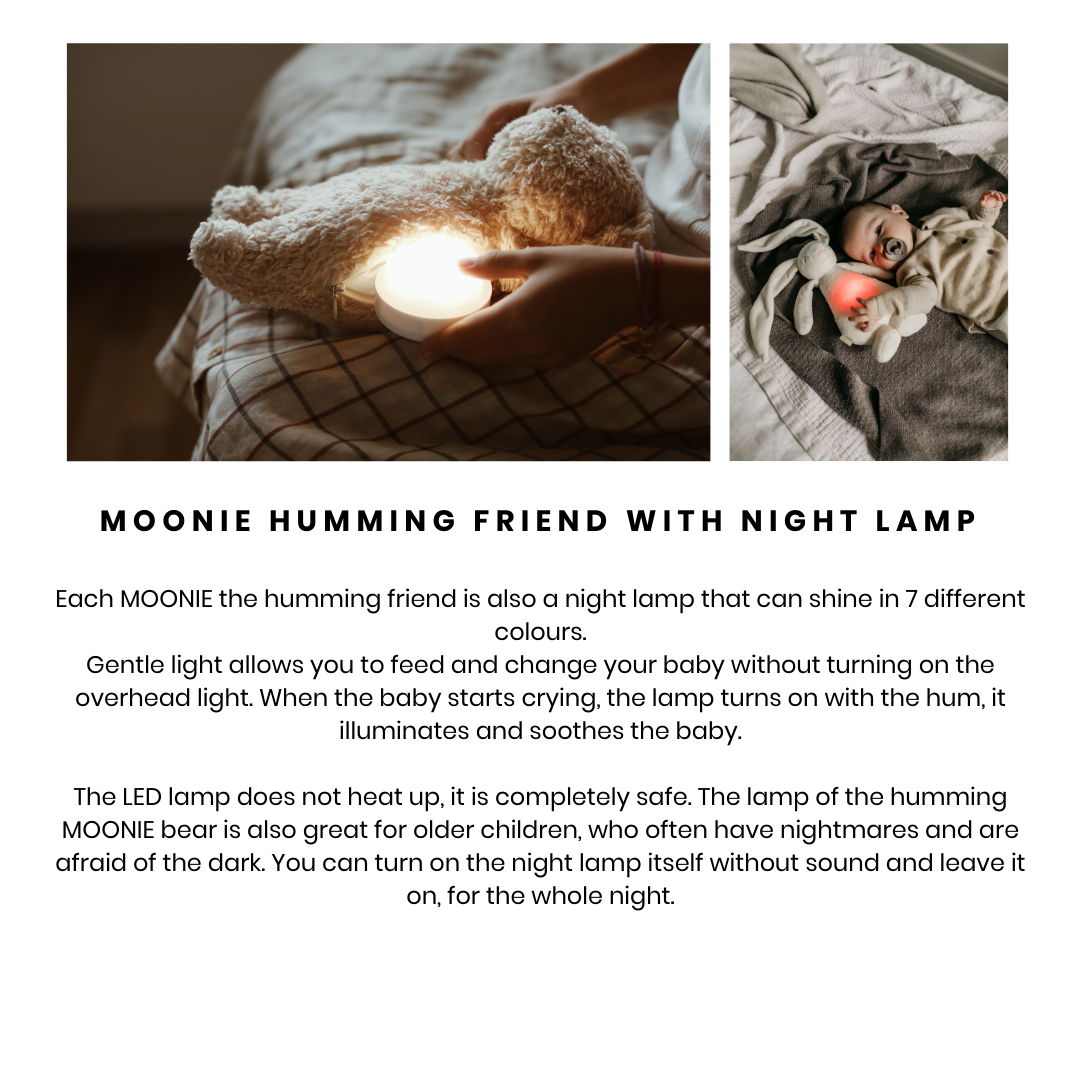 Moonie | Organic Humming Bunny Sand | Baby Sleep Aid with Smart Cry Detector