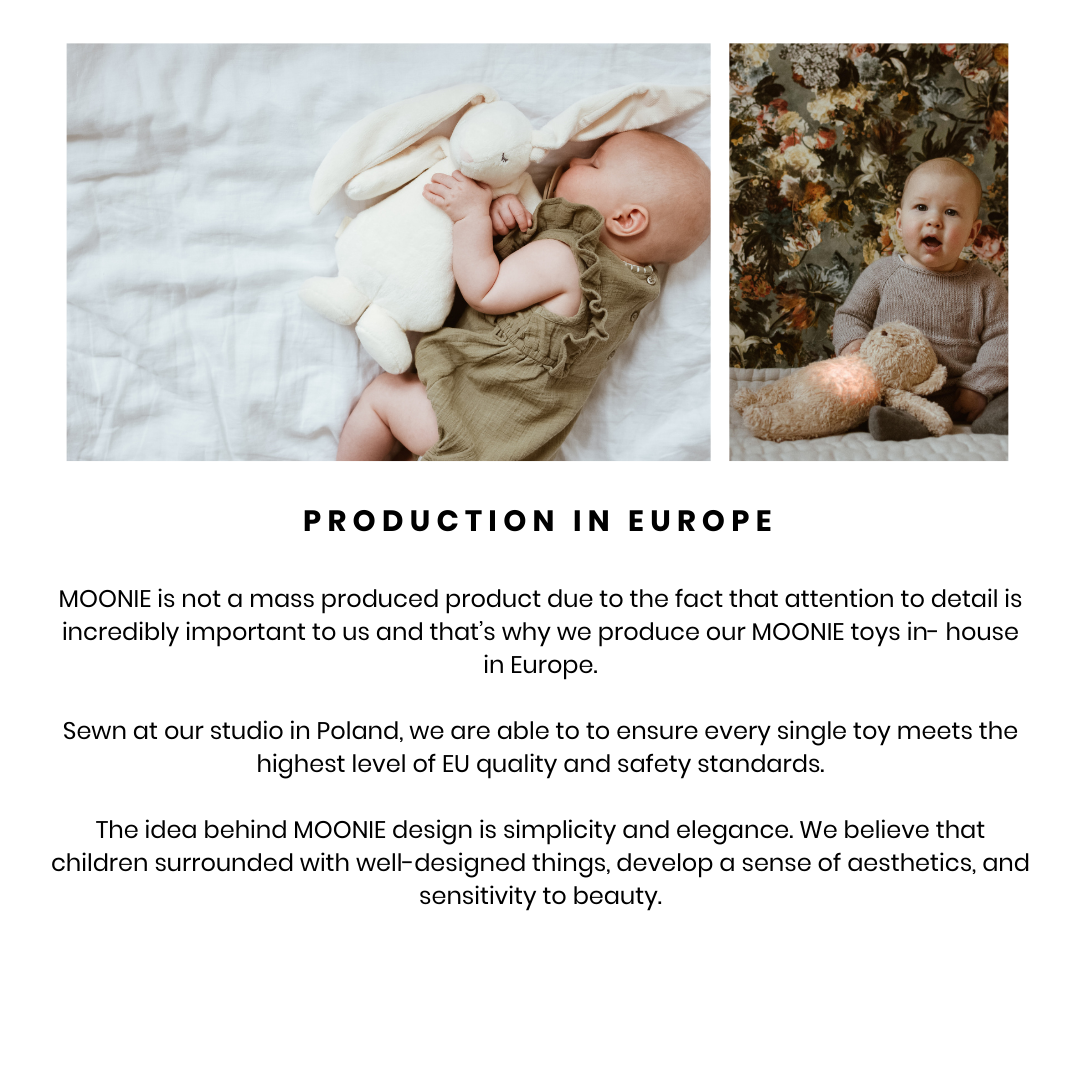Moonie | Organic Humming Bunny Sand | Baby Sleep Aid with Smart Cry Detector