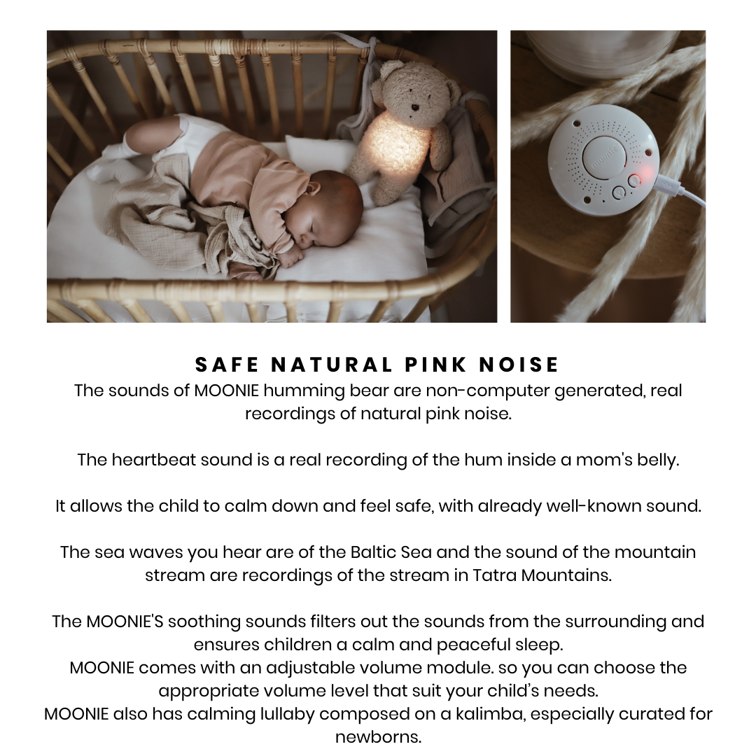 Moonie | Organic Humming Bunny Sand | Baby Sleep Aid with Smart Cry Detector