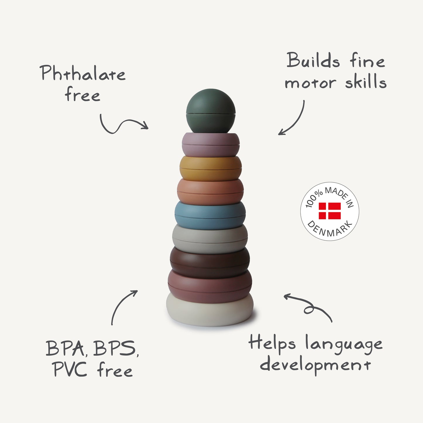 MUSHIE Stacking Rings Ringtower Toy