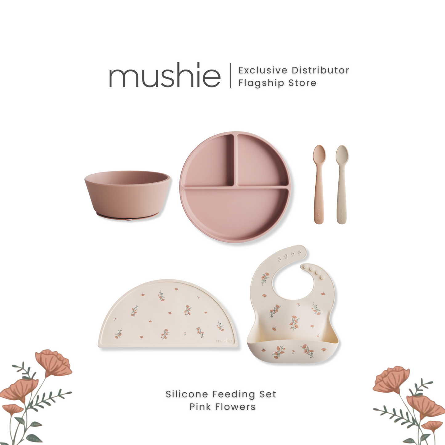 Mushie Silicone Feeding Set for First Feeders