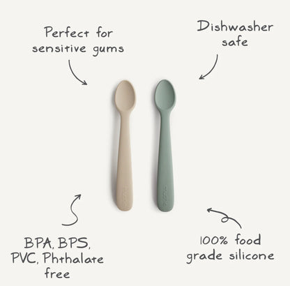 MUSHIE Silicone Feeding Spoons 2-Pack