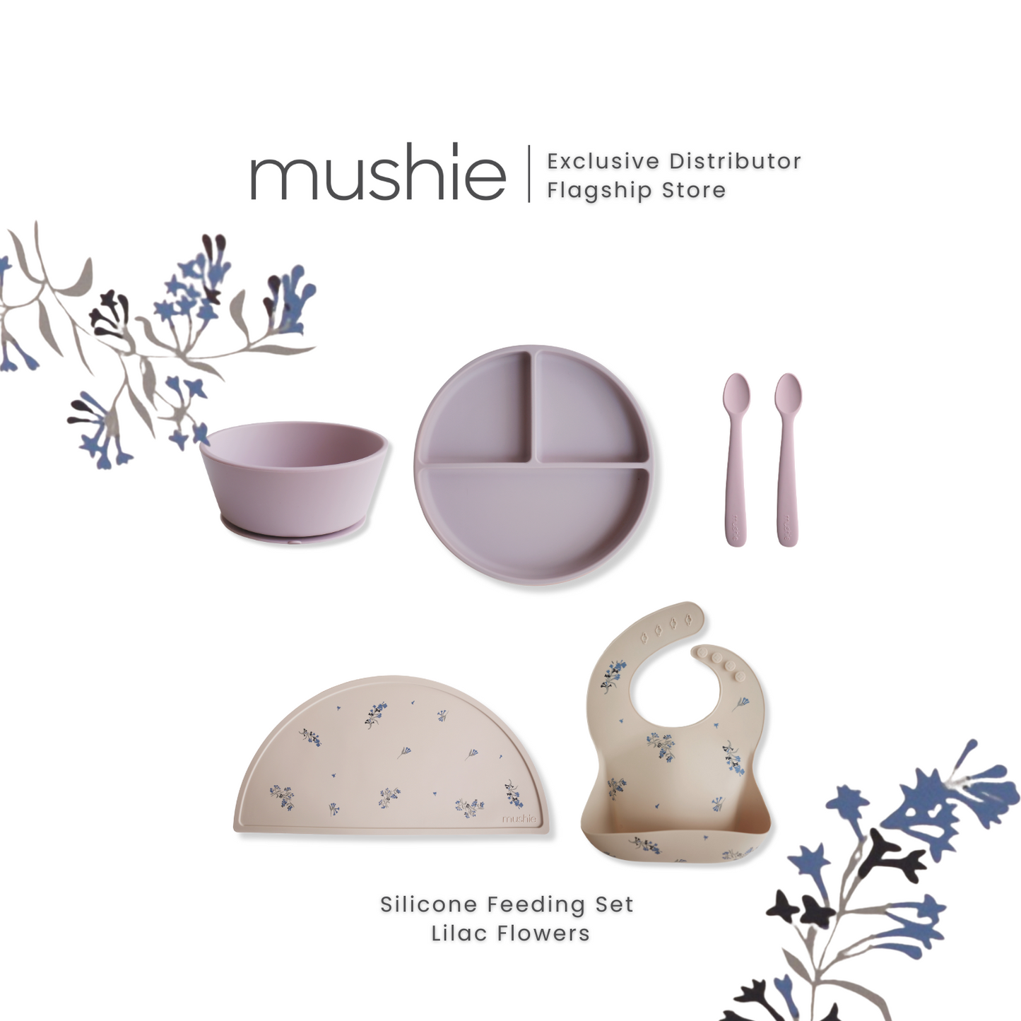 Mushie Silicone Feeding Set for First Feeders