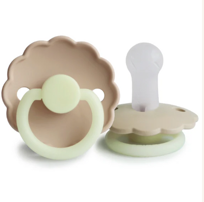 FRIGG Night Glow-in-the-Dark Silicone or Natural Rubber Baby Pacifier (Single Pack)