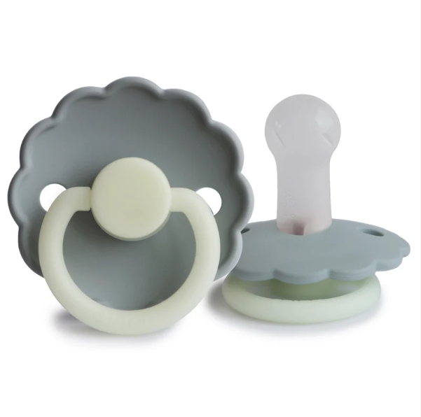 FRIGG Night Glow-in-the-Dark Silicone or Natural Rubber Baby Pacifier (Single Pack)