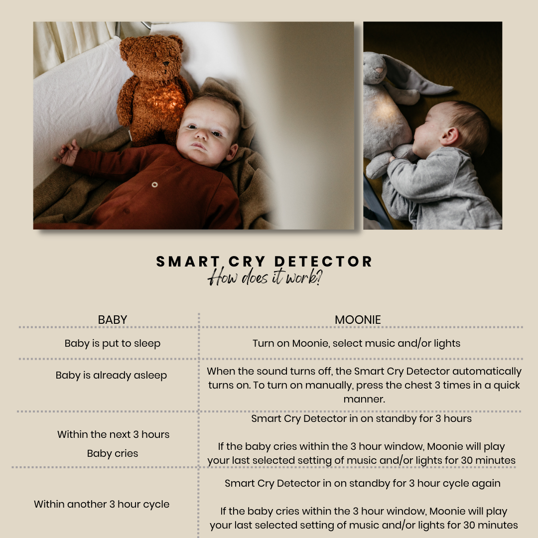Moonie Organic Humming Bear Cappucino  Baby Sleep Aid with Smart Cry Detector