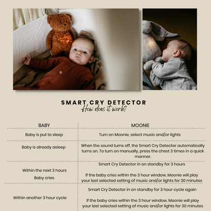Moonie Organic Humming Bear Cappucino  Baby Sleep Aid with Smart Cry Detector