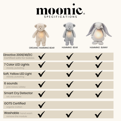 Moonie Organic Humming Bear Honey Baby Sleep Aid with Smart Cry Detector