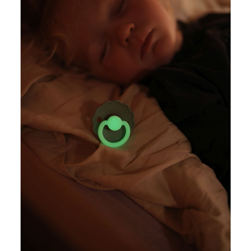 FRIGG Night Glow-in-the-Dark Silicone or Natural Rubber Baby Pacifier (Single Pack)