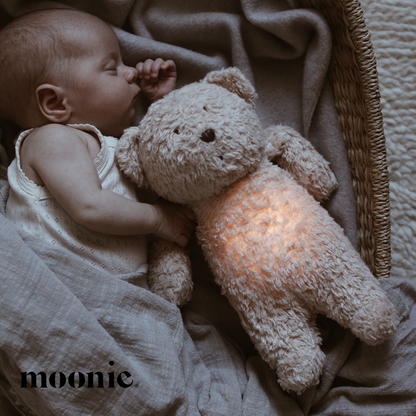 Moonie Organic Humming Bear Rose Baby Sleep Aid with Smart Cry Detector