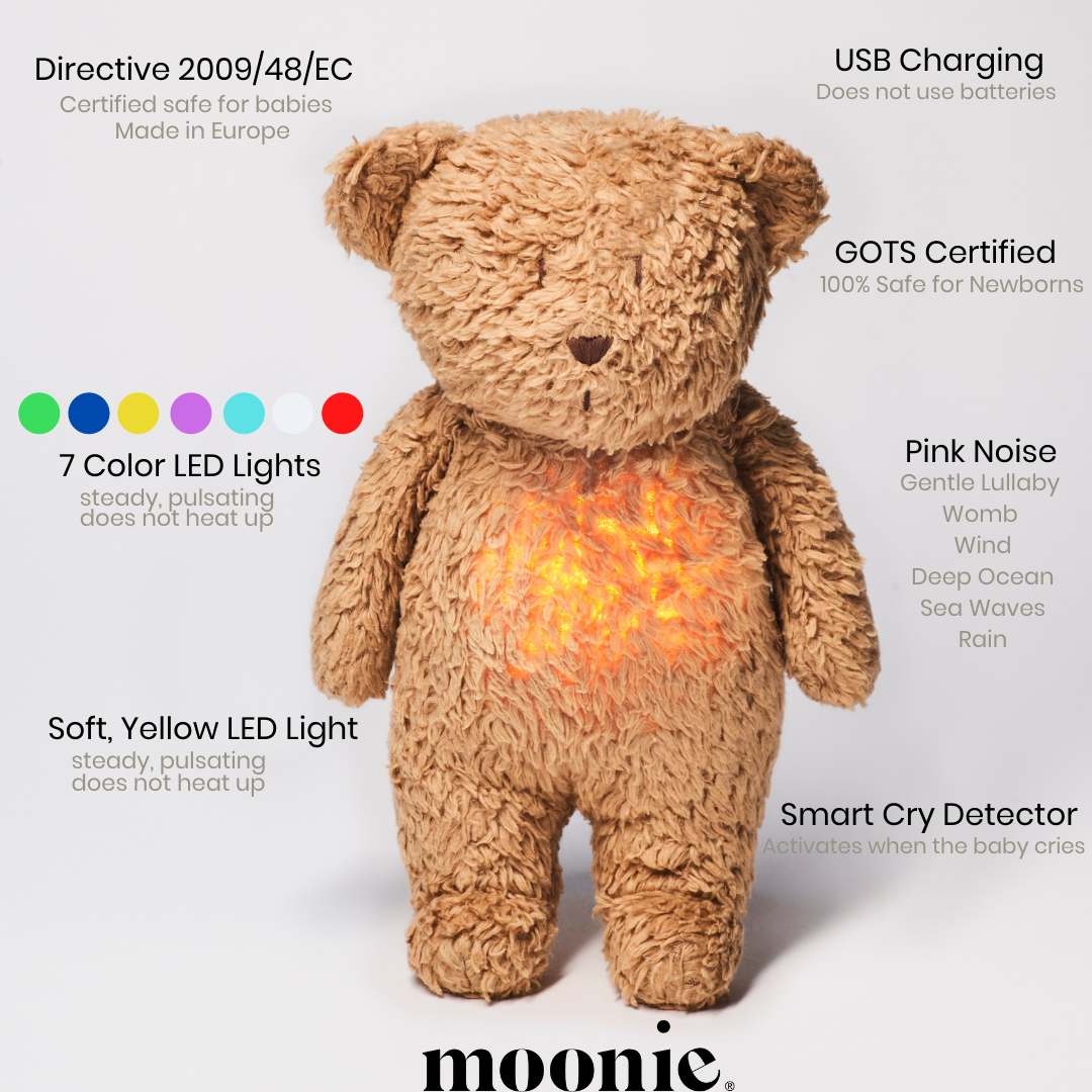 Moonie Organic Humming Bear Honey Baby Sleep Aid with Smart Cry Detector