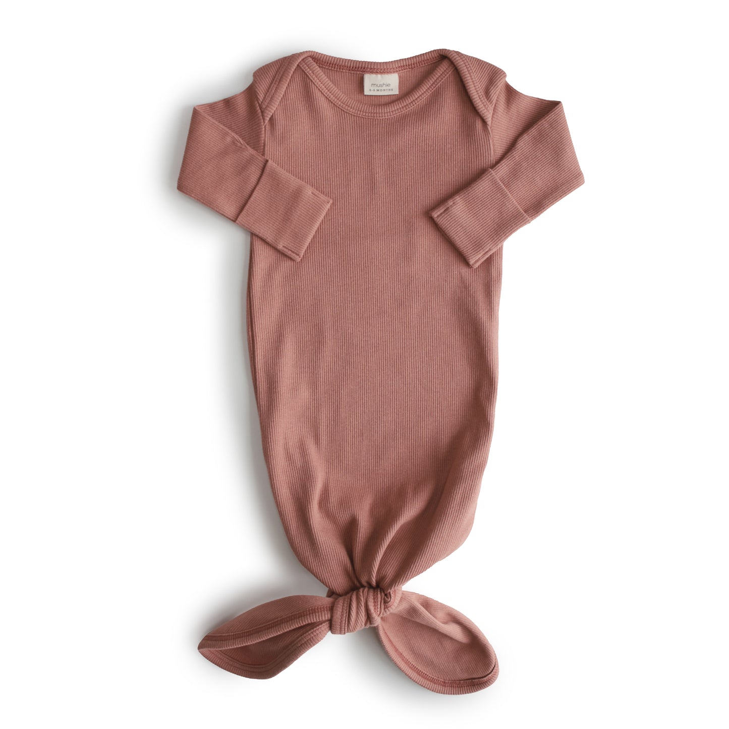 MUSHIE Clothing Ribbed Knotted Baby Gown