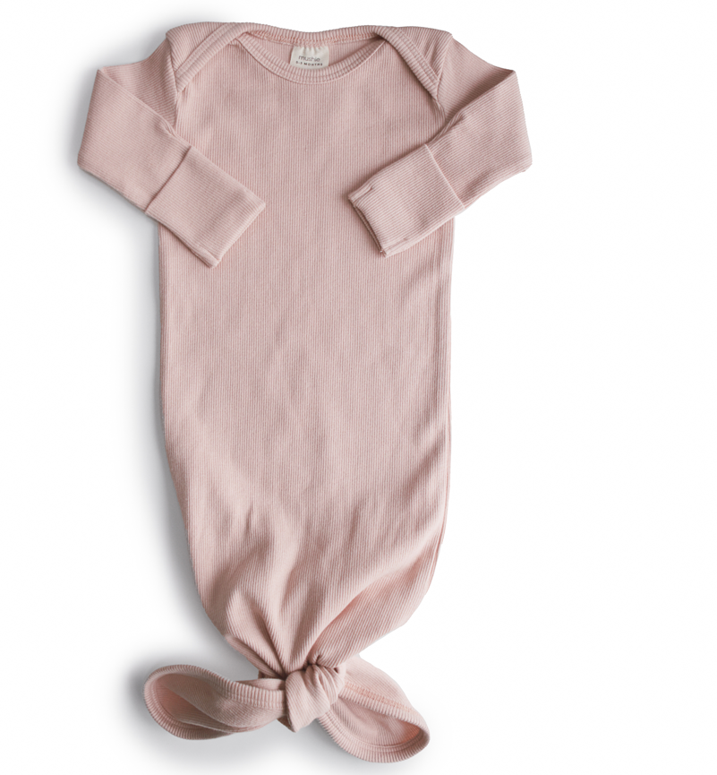 MUSHIE Clothing Ribbed Knotted Baby Gown